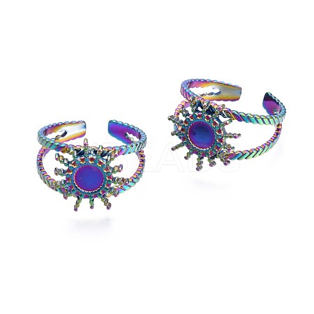 201 Stainless Steel Star Cuff Ring RJEW-S405-141-1