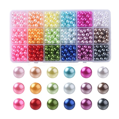 540Pcs 18 Style Spray Painted ABS Plastic Imitation Pearl Beads OACR-YW0001-35B-1