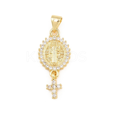 Brass Micro Pave Cubic Zirconia Pendants KK-C159-01G-1