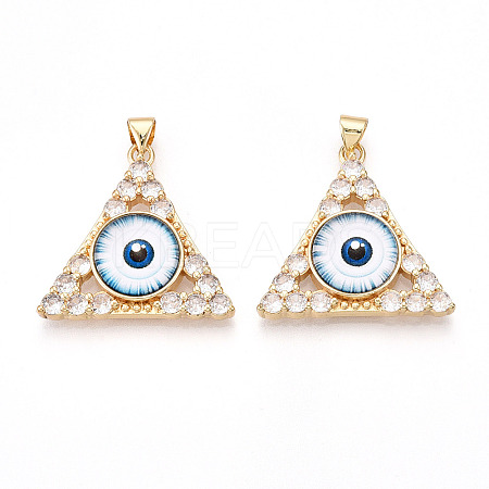 Brass Micro Pave Clear Cubic Zirconia Pendants for Women KK-T070-90A-08-1