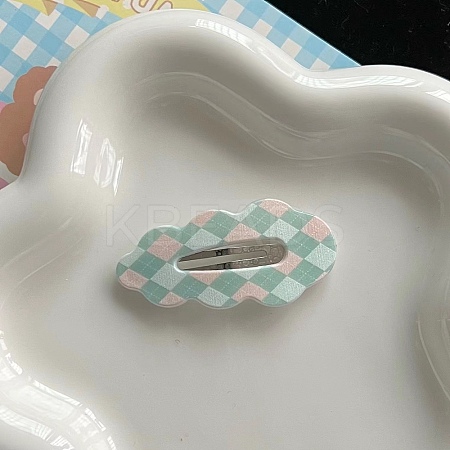 Cloud Shape Sweet Cute Plaid Hair Clip PW-WG20423-04-1