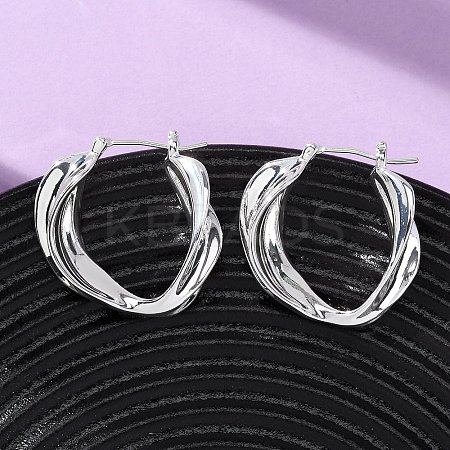 Brass Twist Hoop Earrings EJEW-A143-15S-1