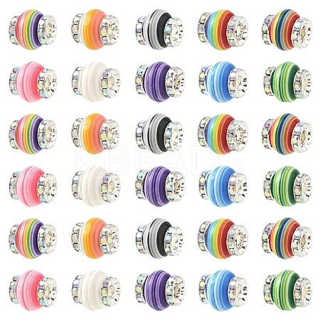 20Pcs Lantern-Shaped Striped Pattern Resin Rhinestone Beads KK-YW0003-92-1