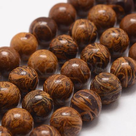 Natural Elephant Skin Jasper/Miriam Stone/Calligraphy Stone Beads Strands G-F512-6mm-1