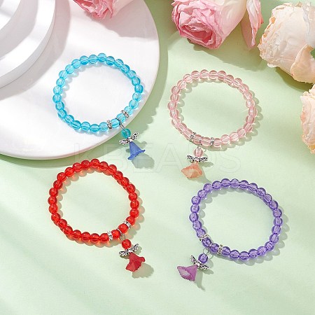 Transparent Plastic Beaded Stretch Bracelets for Children BJEW-JB11507-1
