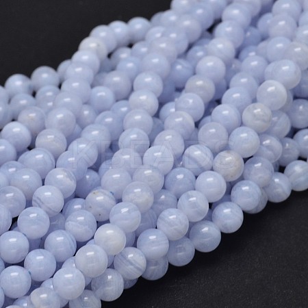 Round Natural Blue Lace Agate Bead Strands G-F289-27-6mm-1