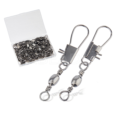 100Pcs Stainless Steel Solid Fishing Swivel Snaps Hook Connector Barrel Bearing FIND-FH0010-59-1