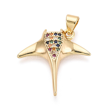Brass Micro Pave Cubic Zirconia Pendants KK-T080-12G-1