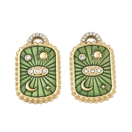 304 Stainless Steel Rhinestone Pendants STAS-P415-14G-1