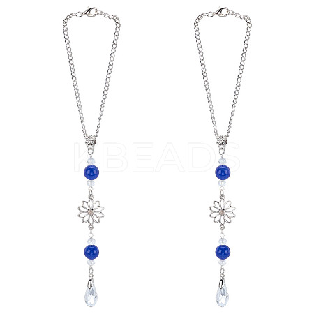 2Pcs Alloy Flower Pendant Decorations HJEW-ME0001-07B-1