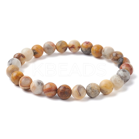 Natural Crazy Agate Round Beaded Stretch Bracelets BJEW-TA00410-03-1