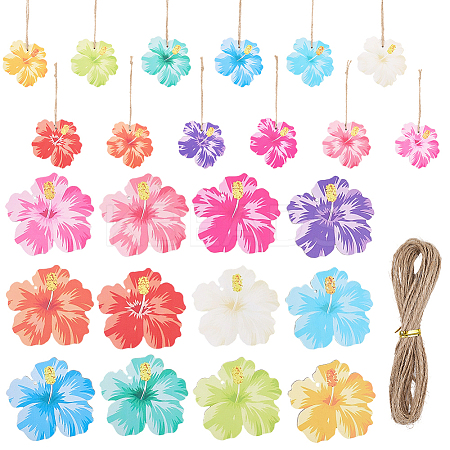 36Pcs Wooden Flower Pendant Decoration HJEW-SC0002-95-1