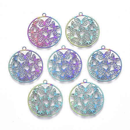 Ion Plating(IP) 201 Stainless Steel Filigree Pendants LS-X-STAS-T057-17-1