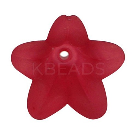 Red Frosted Transparent Acrylic Flower Beads X-PLF018-11-1