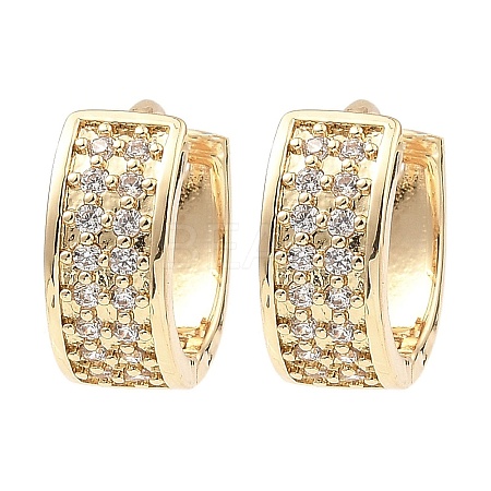 Brass with Cubic Zirconia Thick Hoop Earrings EJEW-D078-27KCG-1