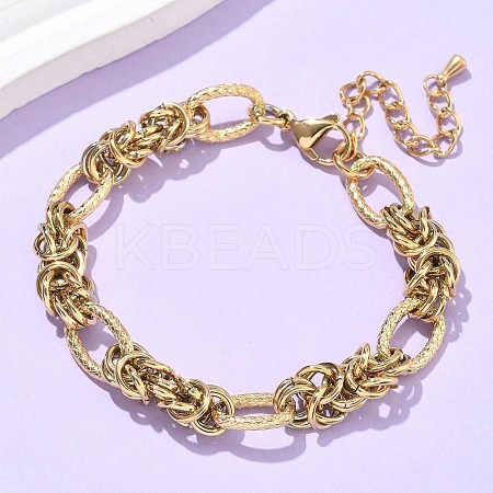 304 Stainless Steel Ovel Link Chain Bracelets for Women BJEW-U038-02G-1