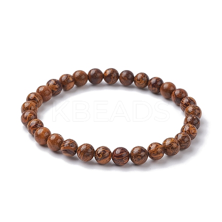 Natural Miriam Stone Round Beaded Stretch Bracelets BJEW-JB09917-02-1
