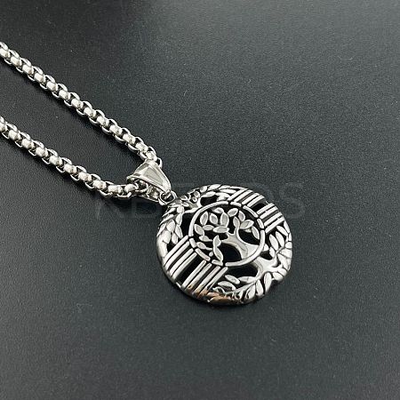 304 Stainless Steel Tree of Life Pendant Vintage Punk Hip-hop Tide Men Necklaces AW8270-1