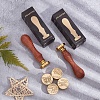 Brass Wax Seal Stamp with Wood Handle AJEW-WH0412-0351-5