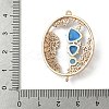 Brass Micro Pave Clear Cubic Zirconia and Glass Oval Connector Charms KK-I276-31G-B-4