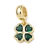 Saint Patrick's Day Brass Pave Cubic Zirconia Shamrock European Dangle Charms KK-P345-04G-2