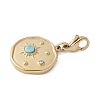 304 Stainless Steel Rhinestone Flat Round with Star Pendant Decoration STAS-S165-03B-G-2