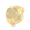 Rack Plating Cross Brass Micro Pave Clear Cubic Zirconia Cuff Finger Rings for Women RJEW-C103-14G-1