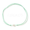 Imitation Pearl White Potato Pendant Adjustable Waxed Cord Necklaces for Women OH8963-2-1