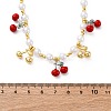 Brass Micro Pave Clear Cubic Zirconia Beaded Necklaces NJEW-Z059-04G-04-4