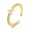 Clear Cubic Zirconia Initial Letter Open Cuff Ring RJEW-H120-09G-A-1