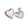 Colorful Cubic Zirconia Heart Stud Earrings EJEW-C030-06P-2