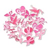 14Pcs 7 Styles Breast Cancer Pink Awareness Ribbon Theme Alloy Enamel Pendants ENAM-FP0002-54-2