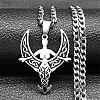 201 Stainless Steel Black Enamel Moon Goddess Pendant Necklaces NJEW-H065-10P-1