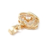 Rack Plating Brass Micro Pave Clear Cubic Zirconia Pendants ZIRC-F128-03G-4