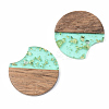Transparent Resin & Walnut Wood Pendants RESI-S389-038A-B02-2