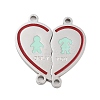 Valentine's Day 304 Stainless Steel FireBrick Enamel Only You Love Heart Connector Charms STAS-Z078-13P-1