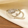Brass Micro Pave Cubic Zirconia Cuff Open Rings FS-WG84ED8-02-1