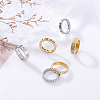 6Pcs 6 Style 201 Stainless Steel Hollow Roman Numerals Finger Ring Set with Rhinestone RJEW-AN0001-21-7