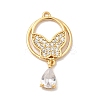 Brass Pave Clear Cubic Zirconia Pendants KK-P340-48G-1