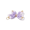 8Pcs Two Tone Glass Seed Beaded Bowknot Pendants PALLOY-CJ00137-5