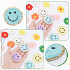 Flat Round with Smiling Face & Daisy Flower Computerized Towel Embroidery Cloth Iron on/Sew on Patches DIY-AR0003-29-3