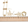 Hollow Flower 304 Stainless Steel Necklace & Dangle Earring & Cuff Ring Sets SJEW-F225-03G-4