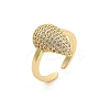 Rack Plating Brass Micro Pave Clear Cubic Zirconia Open Cuff Finger Rings for Women RJEW-M028-101G-5