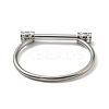 304 Stainless Steel D Shape Bar Screw Bangle with Cubic Zirconia STAS-E057-01P-1