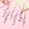 Flower Acrylic & Glass Mobile Straps HJEW-YW00038-01-4