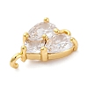 Brass Clear Cubic Zirconia Connector Charms KK-A240-19G-2