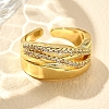 Rack Plating Brass Micro Pave Clear Cubic Zirconia Cuff Finger Rings for Women RJEW-M028-29G-1