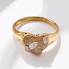 Heart Natural Quartz Crystal Finger Rings RJEW-D303-01G-04-5