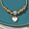 European Style Polymer Clay Rhinestones & 201 Stainless Steel & Natural Shell Charm Bracelets BJEW-G765-03G-02-3