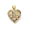 Rack Plating Brass Micro Pave Cubic Zirconia Pendants KK-L226-001G-10-1